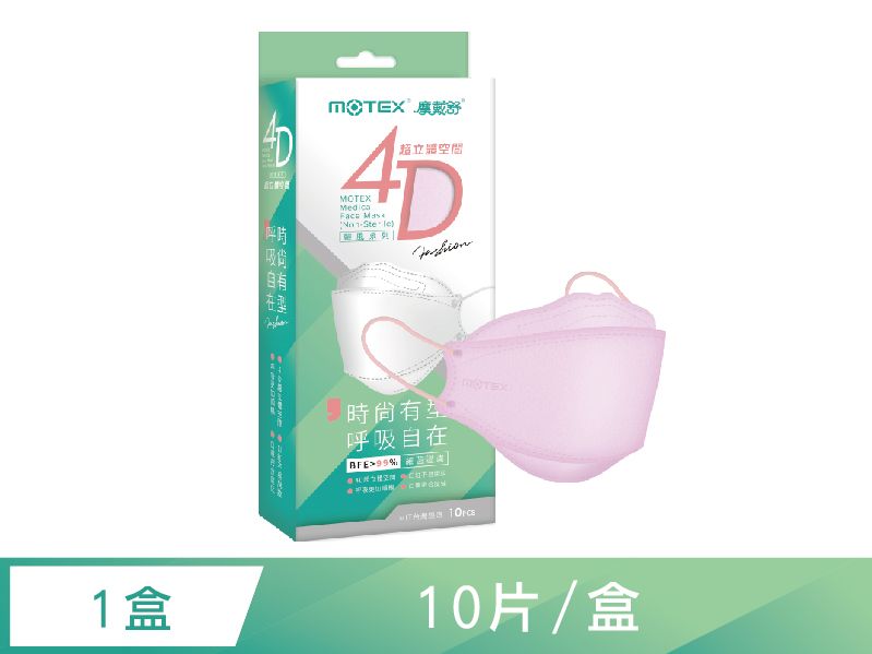 【4D立體韓版】摩戴舒 醫療用口罩 (未滅菌)-魚型口罩櫻花粉(10片/盒)	