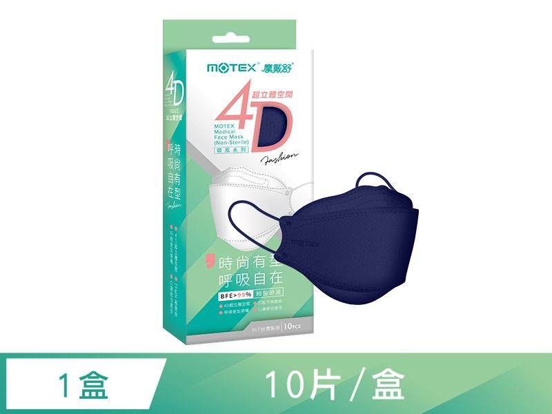 【4D立體韓版】摩戴舒 醫療用口罩 (未滅菌)-魚型口罩深邃藍(10片/盒)